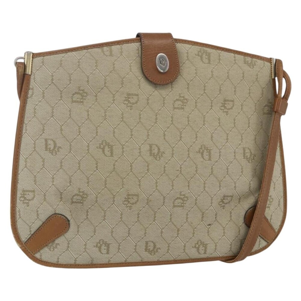 Christian Dior Vintage Honeycomb Canvas and Leather